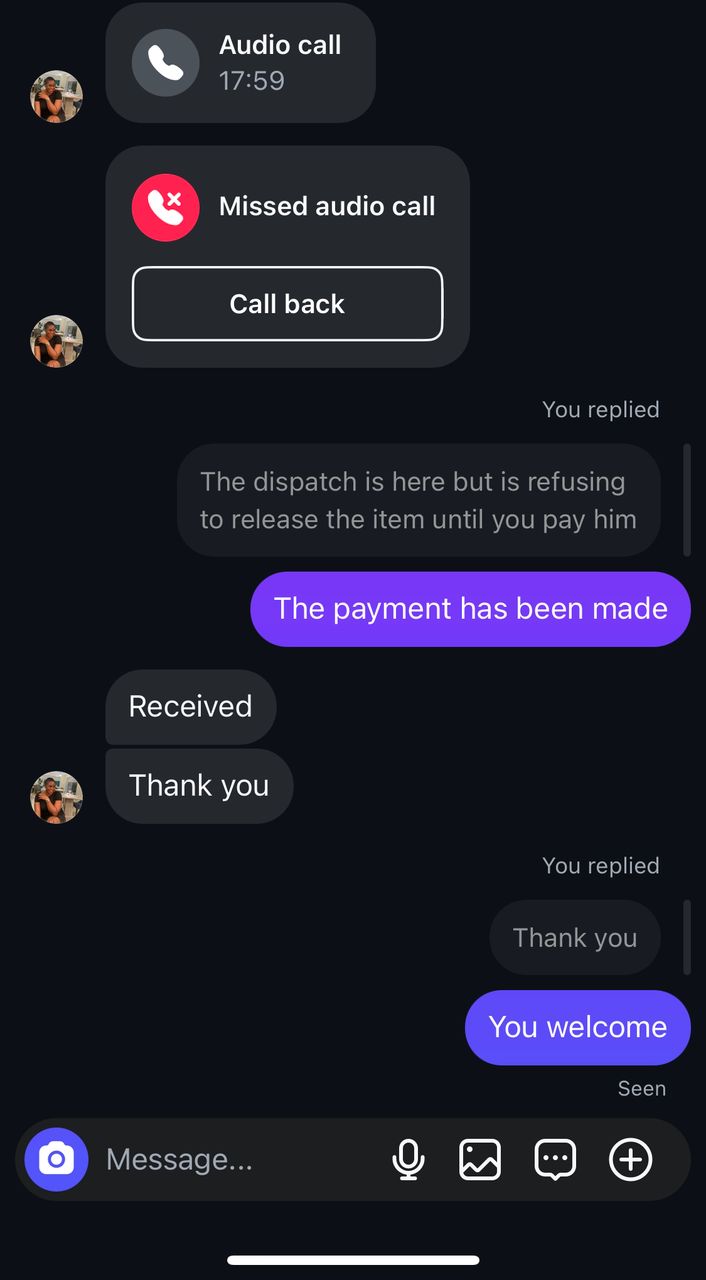 Customer Instagram DM 1